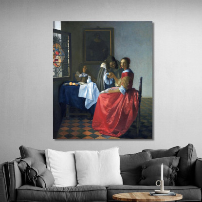 La Ragazza Con Un Bicchiere Di Vino Jan Vermeer jvr21 quadro stampato su tela