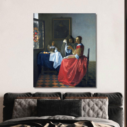 La Ragazza Con Un Bicchiere Di Vino Jan Vermeer jvr21 quadro stampato su tela