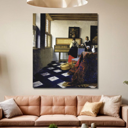 La Lezione Di Musica Jan Vermeer jvr28 quadro stampato su tela