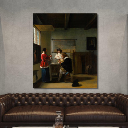 La Visita Jan Vermeer jvr29 quadro stampato su tela