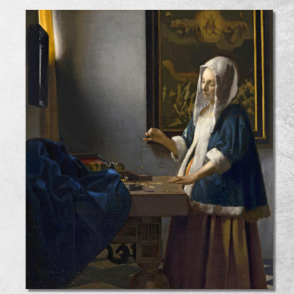 Donna Che Tiene Un Equilibrio Jan Vermeer jvr32 quadro stampato su tela