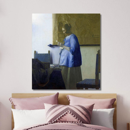 Donna Che Legge Una Lettera Donna In Blu Che Legge Una Lettera Jan Vermeer jvr33 quadro stampato su tela