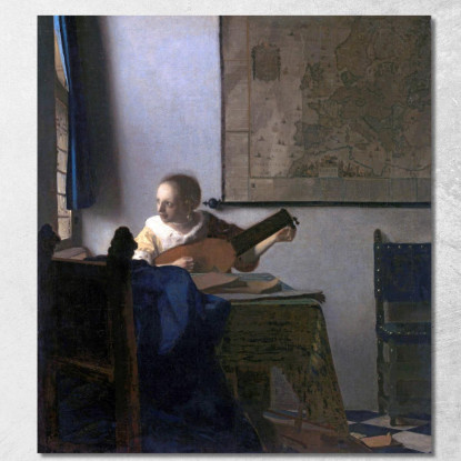 Donna Con Liuto Jan Vermeer jvr34 quadro stampato su tela