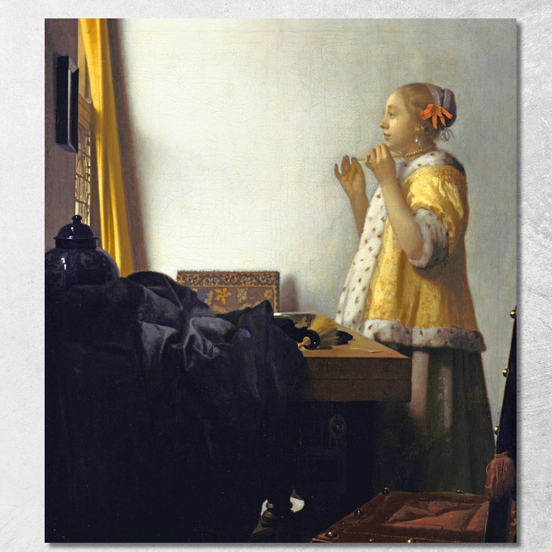 Giovane Donna Con Una Collana Di Perle Jan Vermeer jvr36 quadro stampato su tela