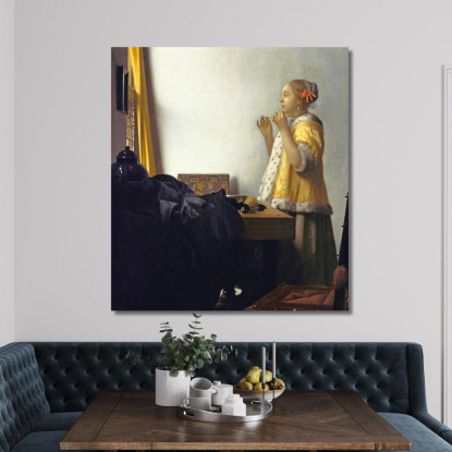 Giovane Donna Con Una Collana Di Perle Jan Vermeer jvr36 quadro stampato su tela