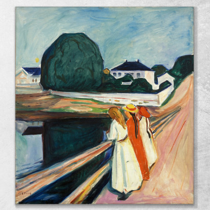 Ragazze Sul Ponte Edvard Munch em34 quadro stampato su tela