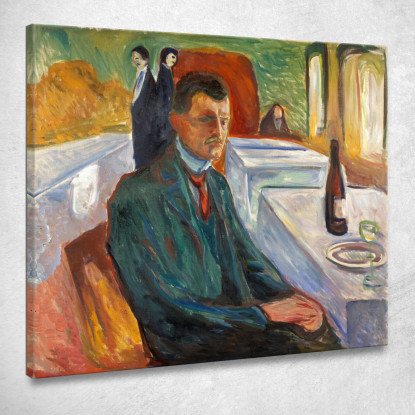 Autoritratto Con Bottiglia Di Vino Edvard Munch em36 quadro stampato su tela