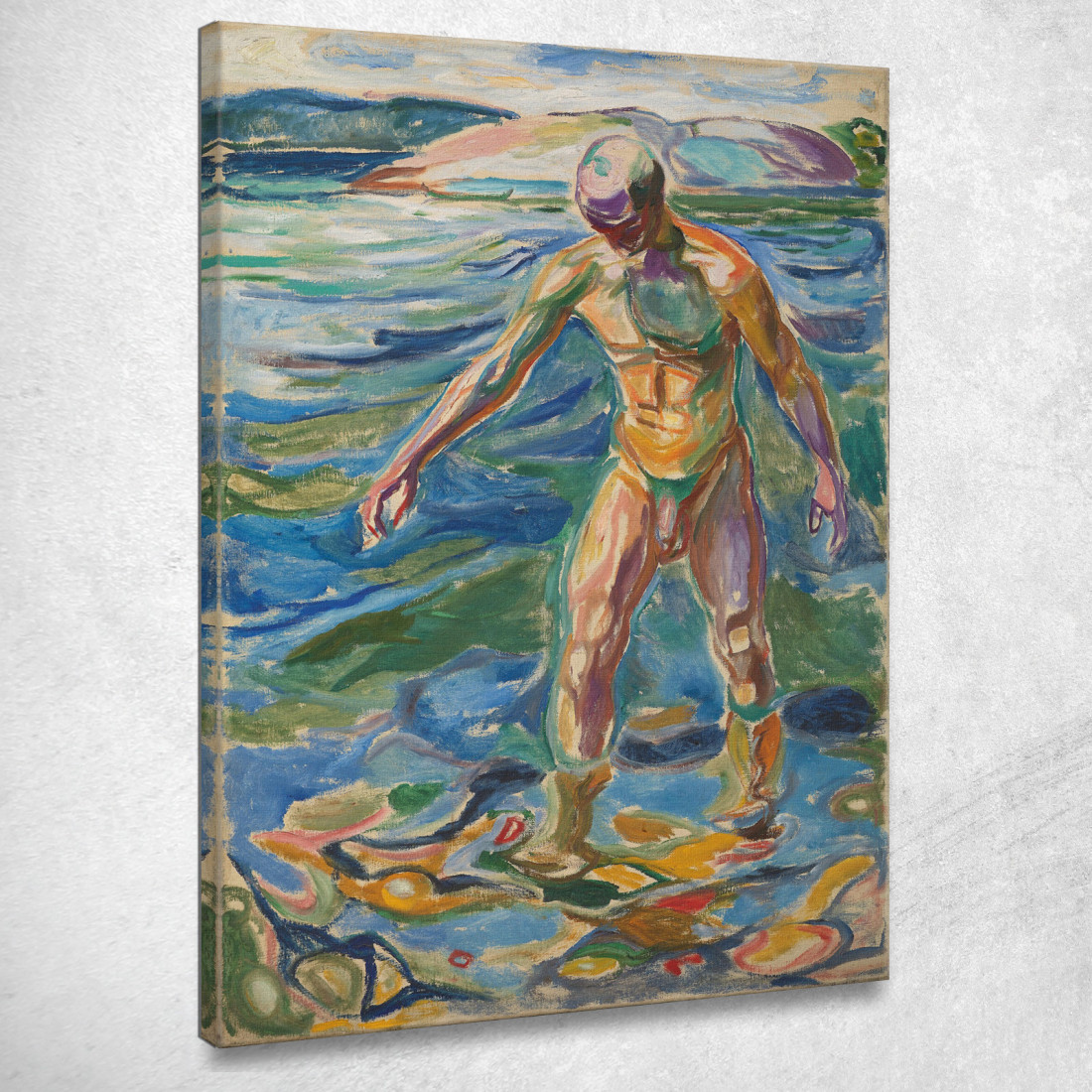 Uomo Che Fa Il Bagno Edvard Munch em60 quadro stampato su tela