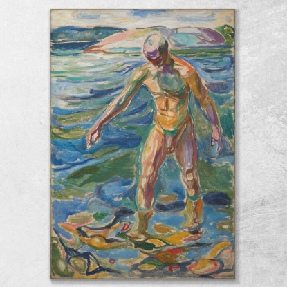 Uomo Che Fa Il Bagno Edvard Munch em60 quadro stampato su tela