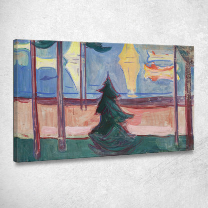 Paesaggio Della Spiaggia Con Alberi E Barche Edvard Munch em69 quadro stampato su tela