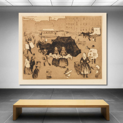 Il Carro Funebre. Potsdamer Platz Edvard Munch em91 quadro stampato su tela