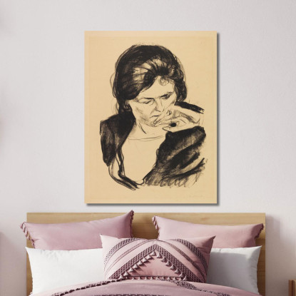Testa Di Donna Con La Mano Sulla Bocca Edvard Munch em119 quadro stampato su tela