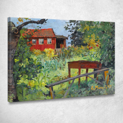 Giardino Con Casa Rossa Edvard Munch em125 quadro stampato su tela