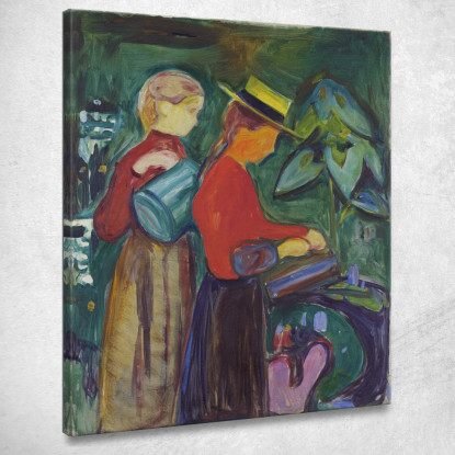 Ragazze Che Innaffiano I Fiori Il Fregio Linde Edvard Munch em131 quadro stampato su tela