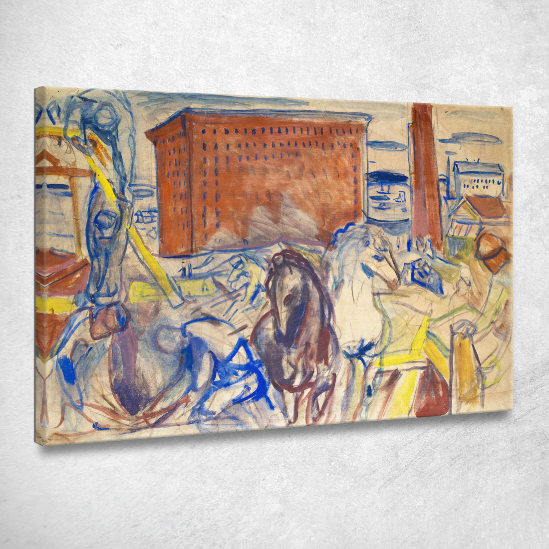 Squadra Di Cavalli In Un Cantiere Edvard Munch em145 quadro stampato su tela