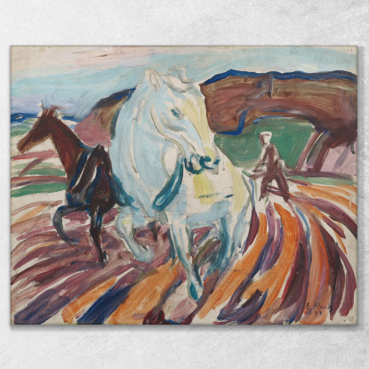 Cavalli Che Arano Edvard Munch em146 quadro stampato su tela