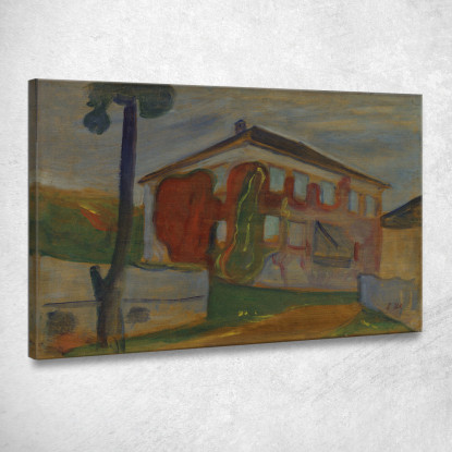 Casa Con La Pianta Rampicante Rossa Della Virginia Edvard Munch em147 quadro stampato su tela