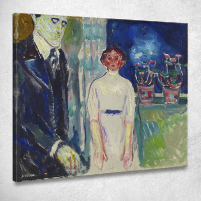 Uomo E Donna Alla Finestra Con Piante In Vaso Edvard Munch em184 quadro stampato su tela