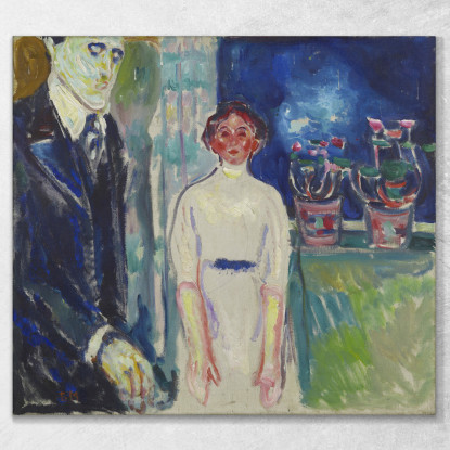 Uomo E Donna Alla Finestra Con Piante In Vaso Edvard Munch em184 quadro stampato su tela