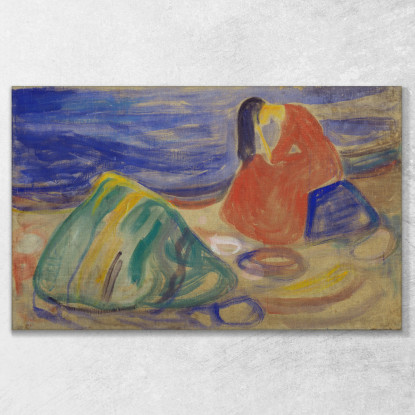 Malinconia. Donna Che Piange Sulla Spiaggia Edvard Munch em194 quadro stampato su tela