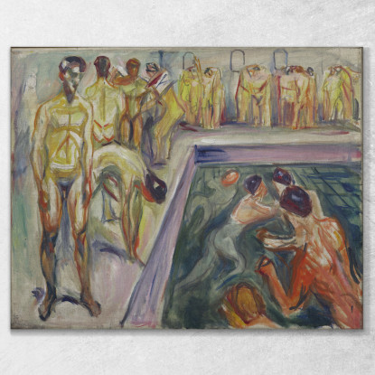 Uomini Nudi In Piscina Edvard Munch em224 quadro stampato su tela