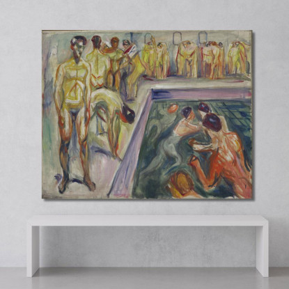 Uomini Nudi In Piscina Edvard Munch em224 quadro stampato su tela