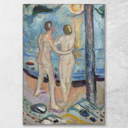 Coppia Nuda Sulla Spiaggia Edvard Munch em231 quadro stampato su tela