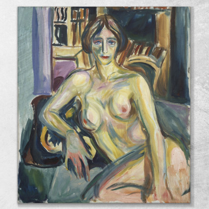 Nudo Seduto Sul Divano Edvard Munch em235 quadro stampato su tela