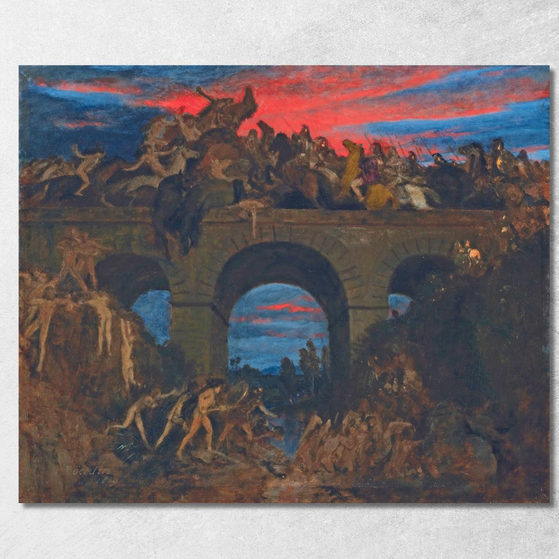 Battaglia Sul Ponte Arnold Böcklin abk4 quadro stampato su tela