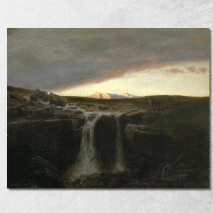 Paesaggio Montano Con Cascata Arnold Böcklin abk31 quadro stampato su tela