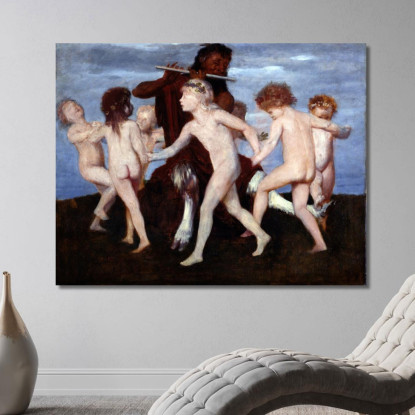 Pan Danza Con I Bambini Arnold Böcklin abk36 quadro stampato su tela