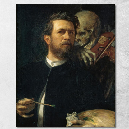 Autoritratto Con La Morte Che Suona Il Violino Arnold Böcklin abk58 quadro stampato su tela