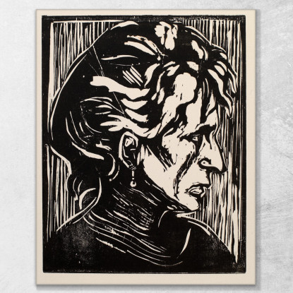 Ritratto Di Signora Anziana Studio Di Testa Edvard Munch em245 quadro stampato su tela