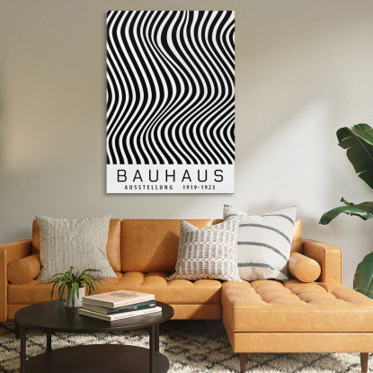 Quadro Bauhaus Onde Ipnotiche Monocromatiche Bauhaus Style bhs20 quadro stampato su tela