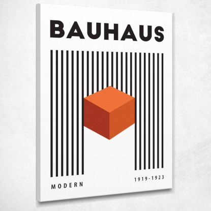 Quadro Bauhaus Cubo Arancione In Contrasto Bauhaus Style bhs22 quadro stampato su tela