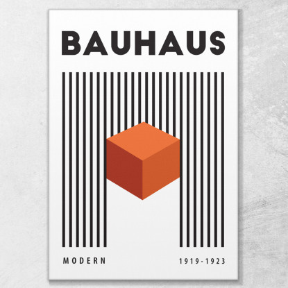 Quadro Bauhaus Cubo Arancione In Contrasto Bauhaus Style bhs22 quadro stampato su tela