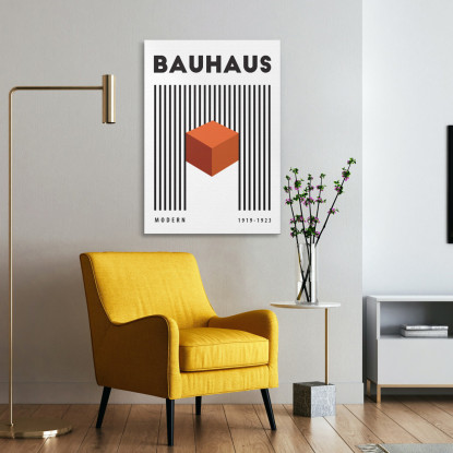 Quadro Bauhaus Cubo Arancione In Contrasto Bauhaus Style bhs22 quadro stampato su tela