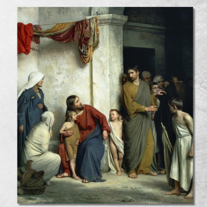 Cristo E I Bambini Carl Bloch cbl4 quadro stampato su tela