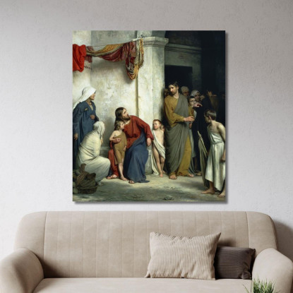 Cristo E I Bambini Carl Bloch cbl4 quadro stampato su tela