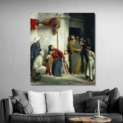 Cristo E I Bambini Carl Bloch cbl4 quadro stampato su tela