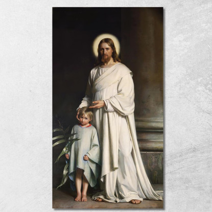 Cristo Benedice Il Bambino Carl Bloch cbl6 quadro stampato su tela