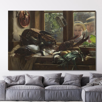 Natura Morta Con Pesce Carl Bloch cbl24 quadro stampato su tela