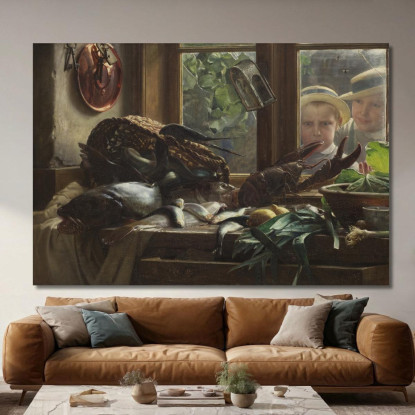 Natura Morta Con Pesce Carl Bloch cbl24 quadro stampato su tela