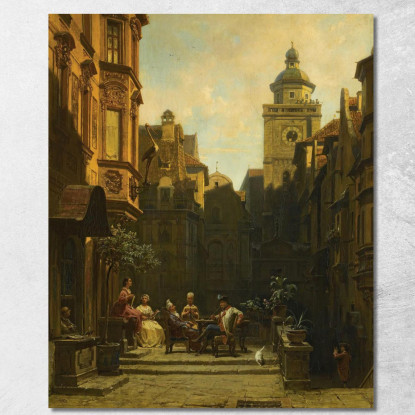 L'Ora Della Chat Un Buon Gossip Carl Spitzweg csp18 quadro stampato su tela