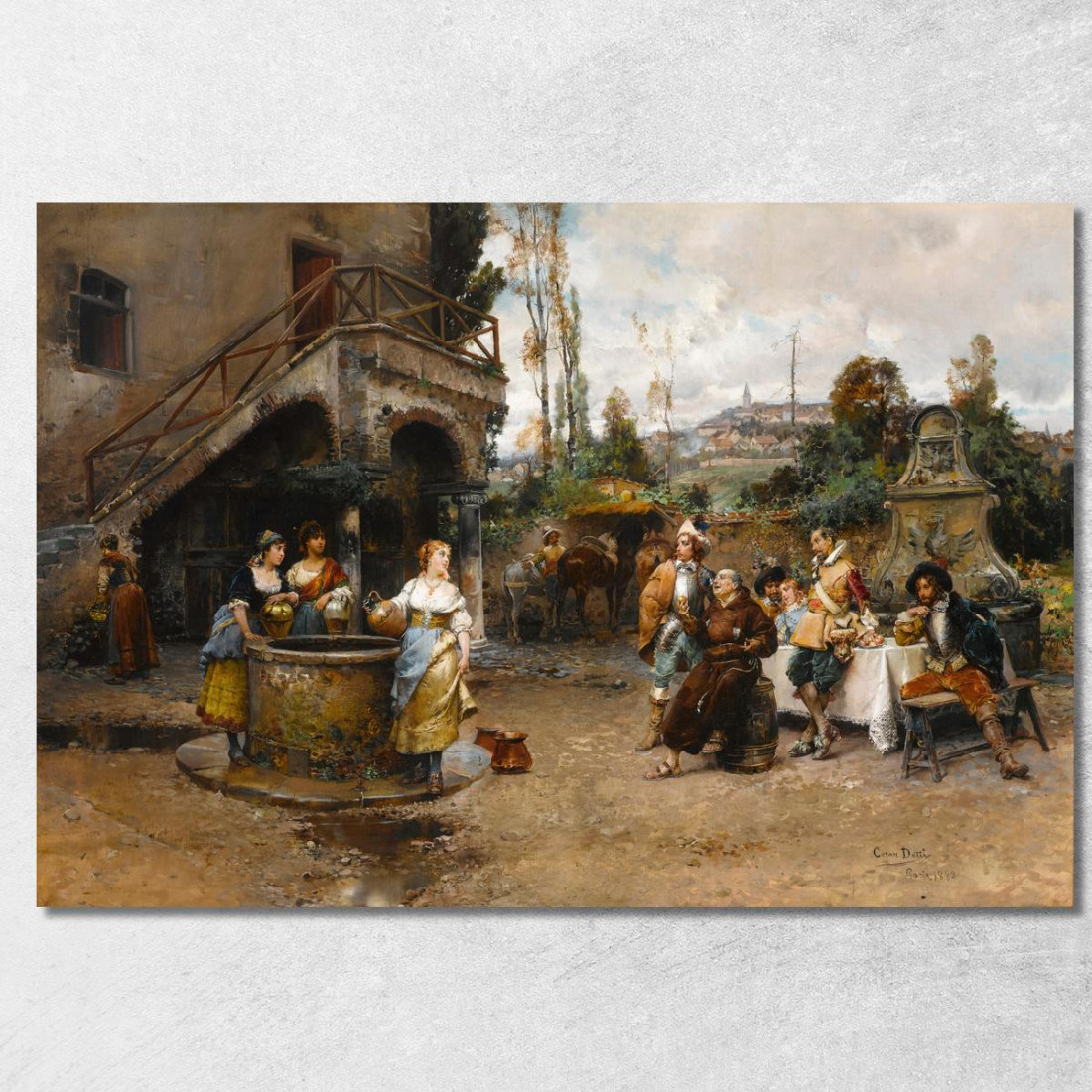Una Conversazione Al Pozzo Cesare Auguste Detti cad2 quadro stampato su tela