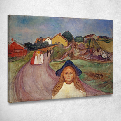 Strada Ad Aasgaardstrand Edvard Munch em263 quadro stampato su tela