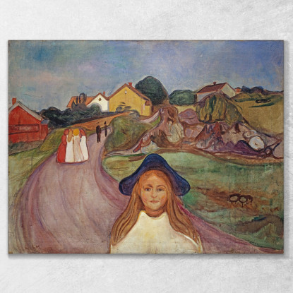 Strada Ad Aasgaardstrand Edvard Munch em263 quadro stampato su tela