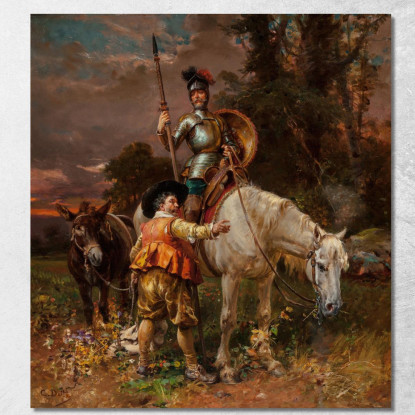 Don Chisciotte E Sancio Panza Cesare Auguste Detti cad8 quadro stampato su tela