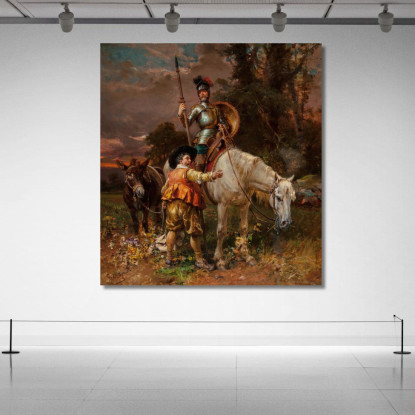 Don Chisciotte E Sancio Panza Cesare Auguste Detti cad8 quadro stampato su tela