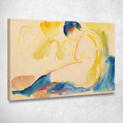 Nudo Femminile Seduto Con Calze Blu Edvard Munch em269 quadro stampato su tela